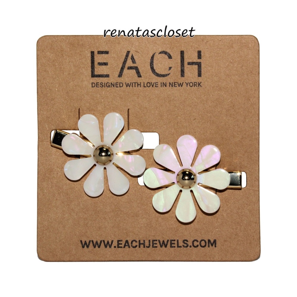 Each Jewels 2pc Flower Barrettes Set NWT/NIP